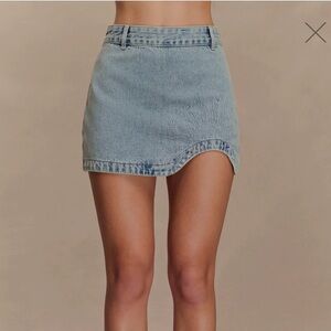 Meshki Embroidered Denim Mini Skirt - Light Vintage Wash